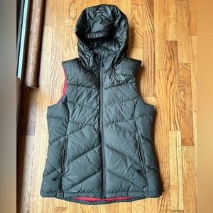 The North Face Hooded Goose Down Vest Women's Medium M - Green